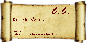 Orr Oriána névjegykártya